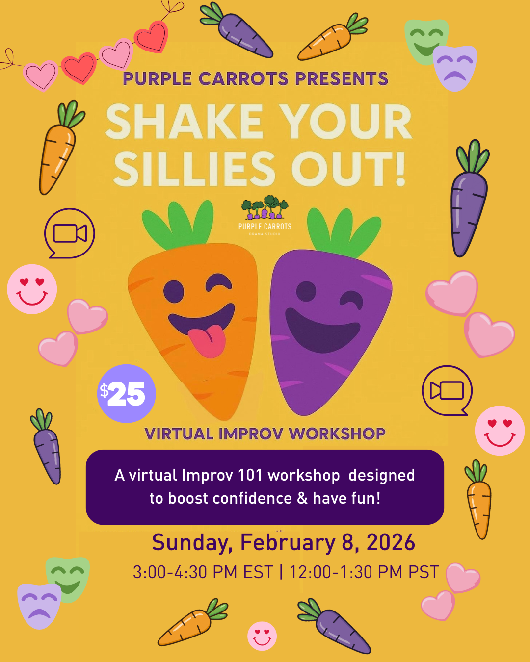 Shake Your Sillies Out! 🤪 Virtual Improv Workshop (Ages 16+) - 2026 Series