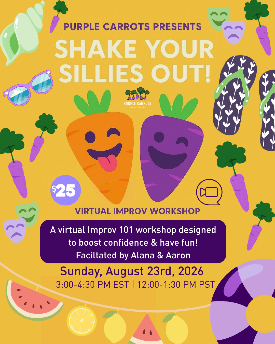 Shake Your Sillies Out! 🤪 Virtual Improv Workshop (Ages 16+) - 2026 Series